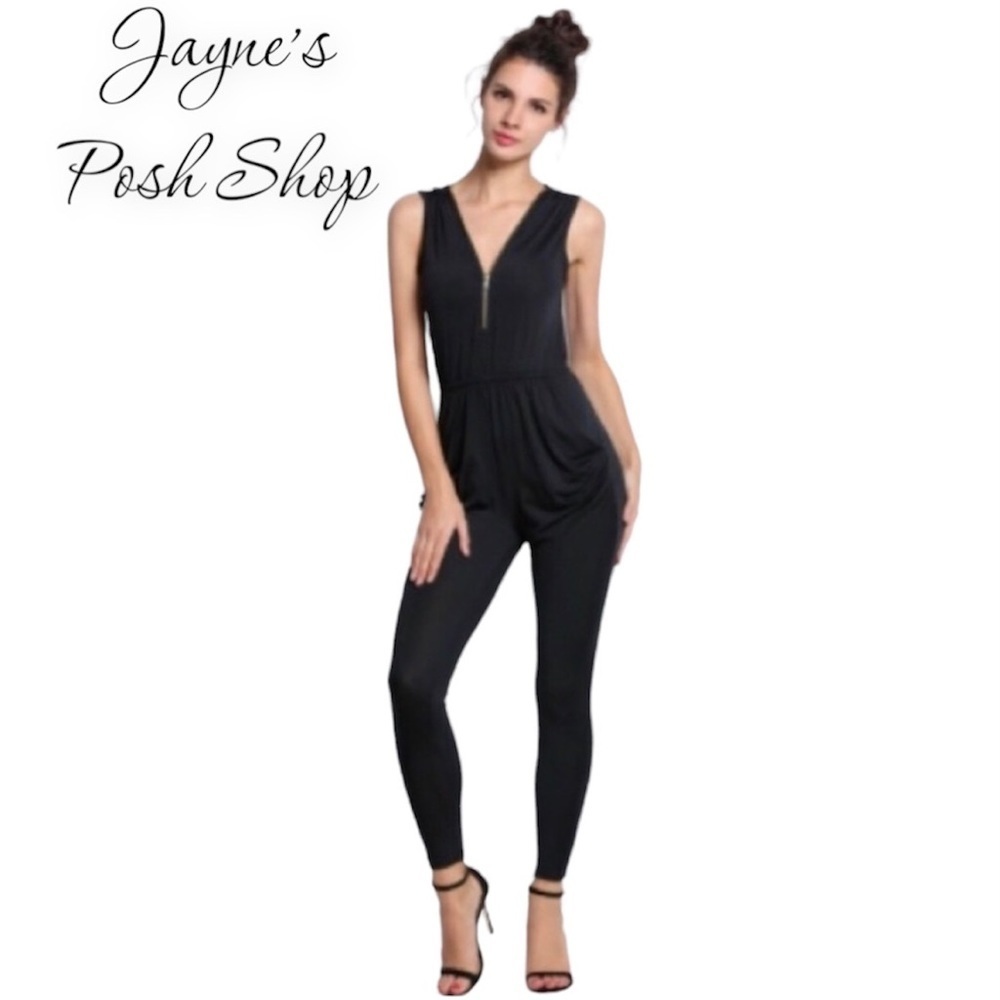 Black Zipper Jumpsuit BRAND NEW!!
